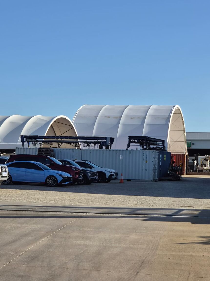 Several dome shelters in line at the Forrestdale facility